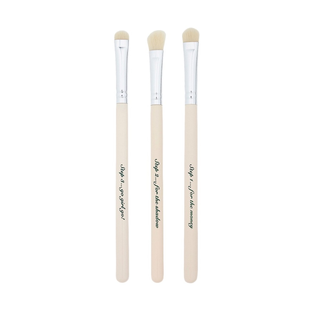 THE VINTAGE COSMETIC CO. 3 Pcs Cream Makeup Brush Set Eyeshadow Brushes